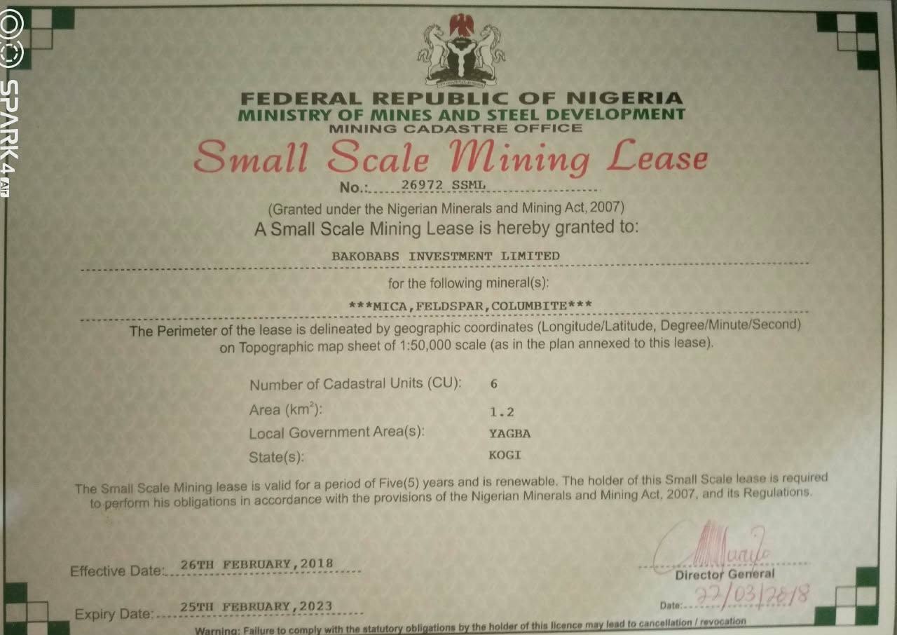 Lease 26972 SSML Certificate Kogi